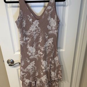 Floral Sleeveless Dress in Brown and Cream